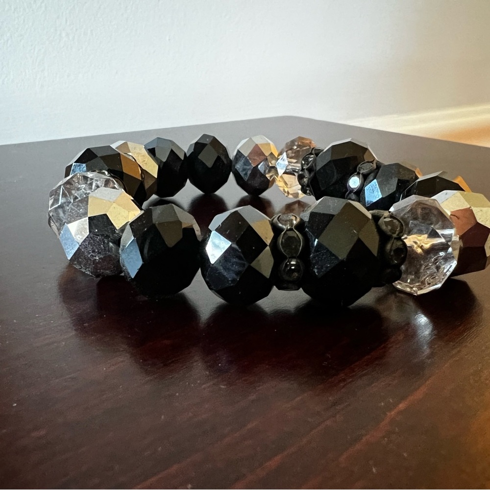 Black and Silver Beaded Bracelet